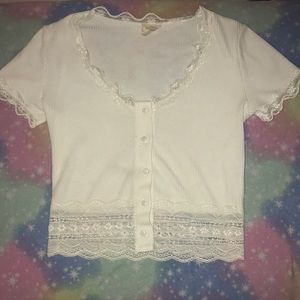White button up crop top